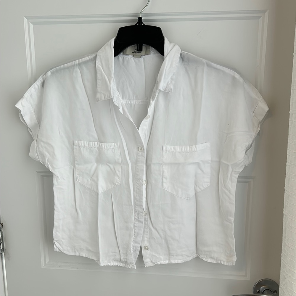 Thread & Supply Crop White Button up Shirt